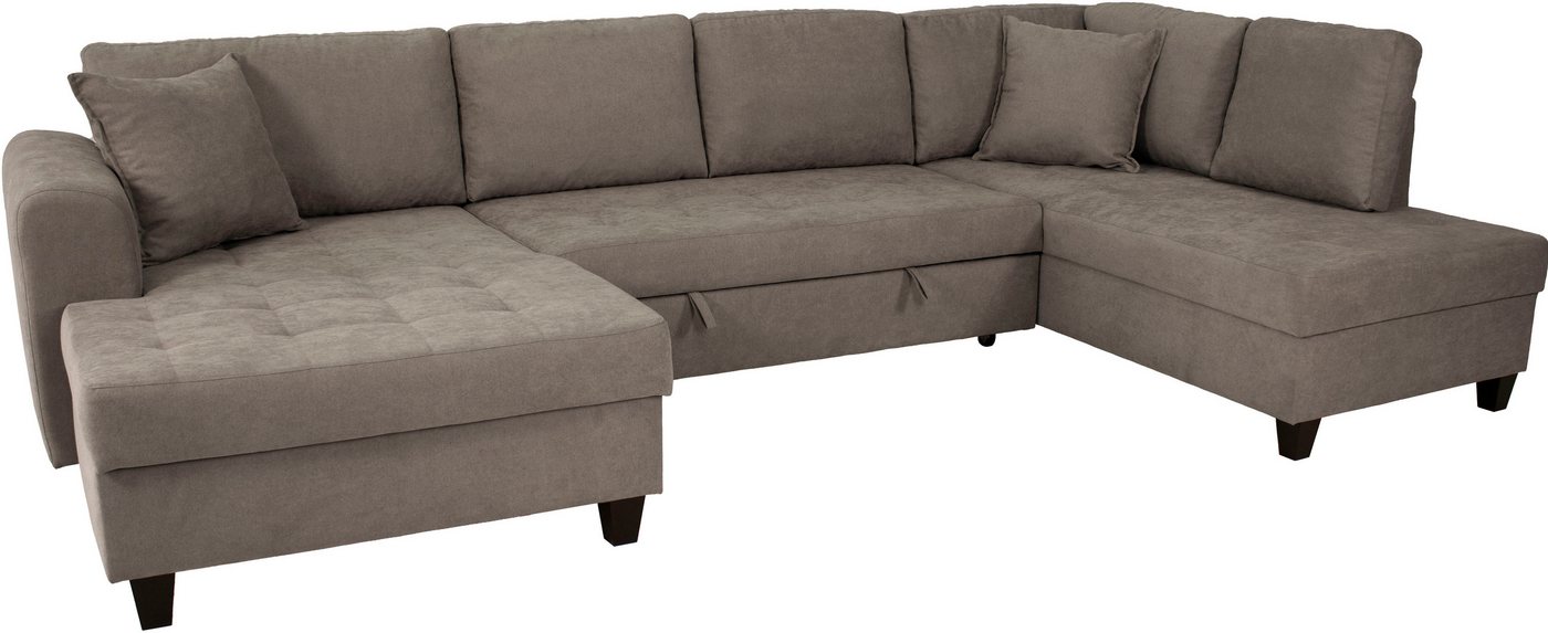 OTTO home Wohnlandschaft Moritz U-Form, B: 324 cm, mit Schlaffunktion, Bettkasten & Zierkissen – Bild 4 von 5