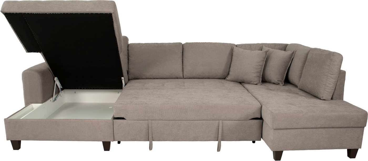 OTTO home Wohnlandschaft Moritz U-Form, B: 324 cm, mit Schlaffunktion, Bettkasten & Zierkissen – Bild 5 von 5
