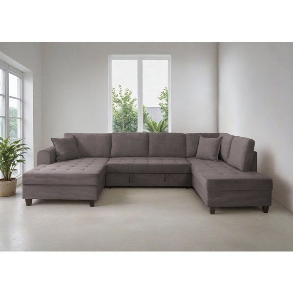 OTTO home Wohnlandschaft Moritz U-Form, B: 324 cm, mit Schlaffunktion, Bettkasten & Zierkissen