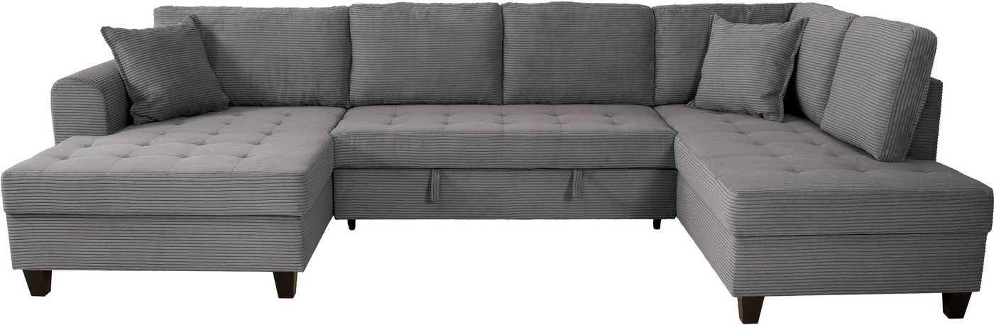 OTTO home Wohnlandschaft Moritz U-Form, B: 324 cm, mit Schlaffunktion, Bettkasten & Zierkissen – Bild 2 von 5