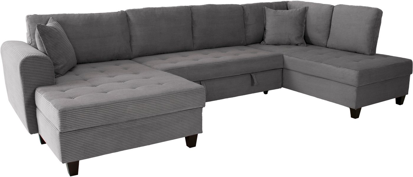 OTTO home Wohnlandschaft Moritz U-Form, B: 324 cm, mit Schlaffunktion, Bettkasten & Zierkissen – Bild 4 von 5