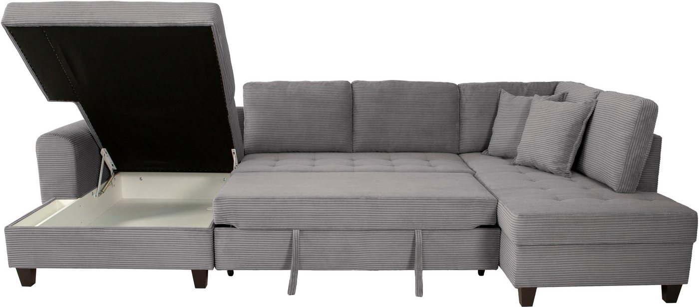 OTTO home Wohnlandschaft Moritz U-Form, B: 324 cm, mit Schlaffunktion, Bettkasten & Zierkissen – Bild 5 von 5