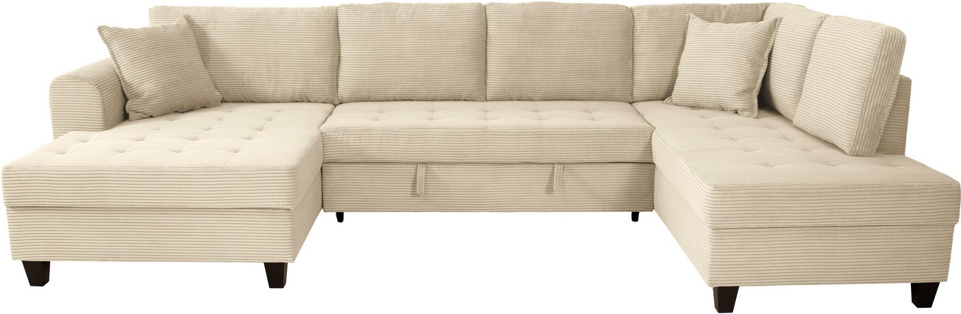 OTTO home Wohnlandschaft Moritz U-Form, B: 324 cm, mit Schlaffunktion, Bettkasten & Zierkissen – Bild 2 von 5