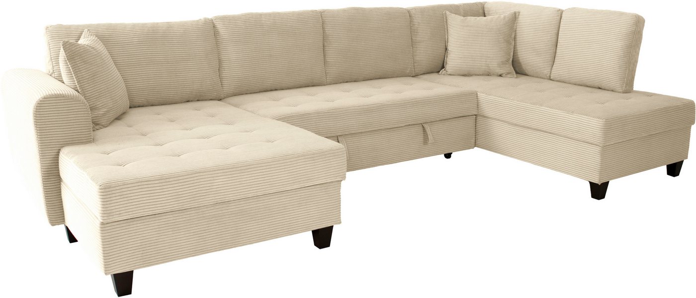 OTTO home Wohnlandschaft Moritz U-Form, B: 324 cm, mit Schlaffunktion, Bettkasten & Zierkissen – Bild 4 von 5