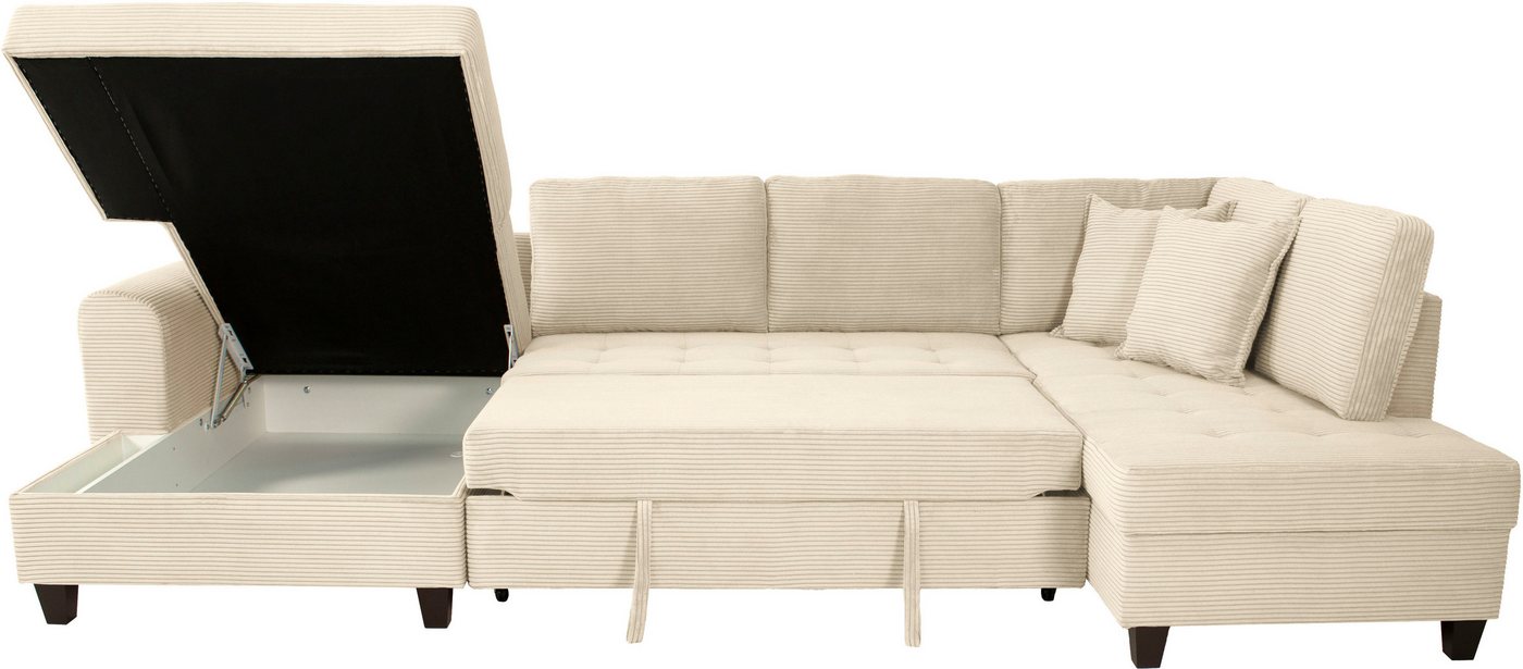 OTTO home Wohnlandschaft Moritz U-Form, B: 324 cm, mit Schlaffunktion, Bettkasten & Zierkissen – Bild 5 von 5