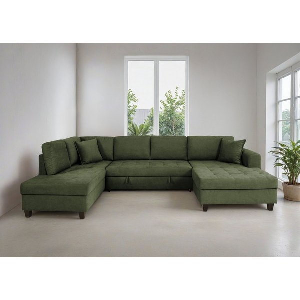 OTTO home Wohnlandschaft Moritz U-Form, B: 324 cm, mit Schlaffunktion, Bettkasten & Zierkissen