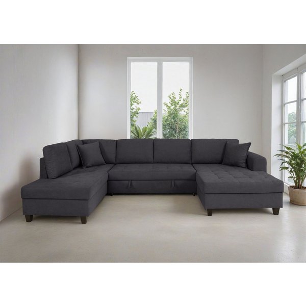 OTTO home Wohnlandschaft Moritz U-Form, B: 324 cm, mit Schlaffunktion, Bettkasten & Zierkissen