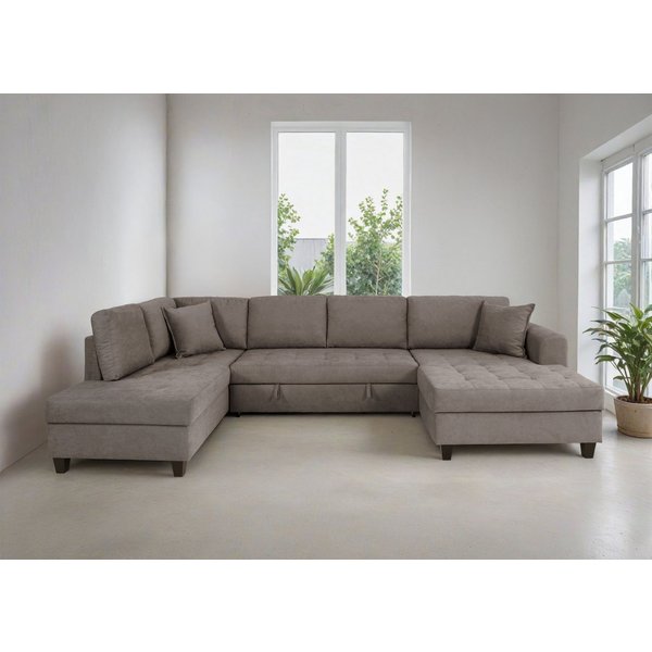 OTTO home Wohnlandschaft Moritz U-Form, B: 324 cm, mit Schlaffunktion, Bettkasten & Zierkissen