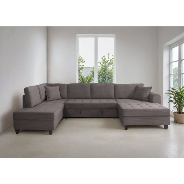 OTTO home Wohnlandschaft Moritz U-Form, B: 324 cm, mit Schlaffunktion, Bettkasten & Zierkissen