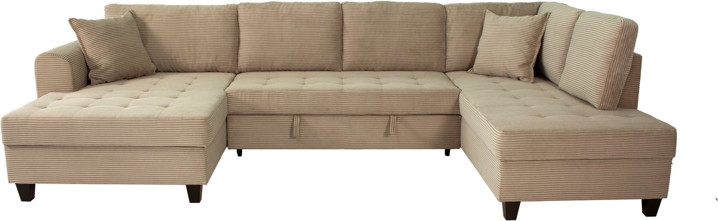 OTTO home Wohnlandschaft Moritz U-Form, B: 324 cm, mit Schlaffunktion, Bettkasten & Zierkissen – Bild 2 von 5