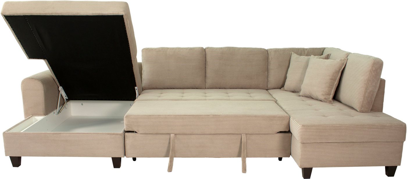 OTTO home Wohnlandschaft Moritz U-Form, B: 324 cm, mit Schlaffunktion, Bettkasten & Zierkissen – Bild 5 von 5