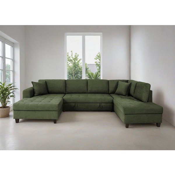 OTTO home Wohnlandschaft Moritz U-Form, B: 324 cm, mit Schlaffunktion, Bettkasten & Zierkissen