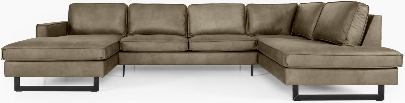 OTTO home Wohnlandschaft Pinto, 350 cm, U-Form, XXL, mit Ottomanen, Cord, Chenille, Lederoptik, mit Keder, Metallfüße, Wellenunterfederung – Bild 3 von 5