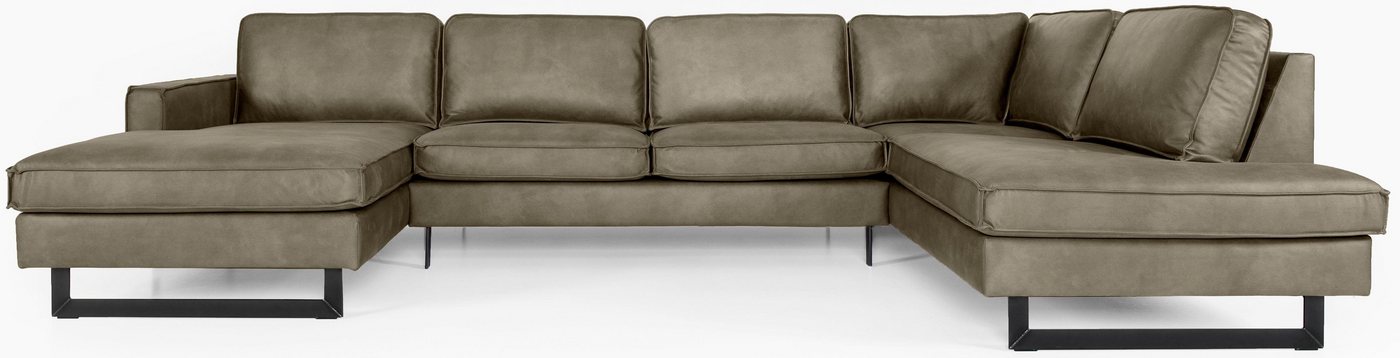 OTTO home Wohnlandschaft Pinto, 350 cm, U-Form, XXL, mit Ottomanen, Cord, Chenille, Lederoptik, mit Keder, Metallfüße, Wellenunterfederung – Bild 3 von 5