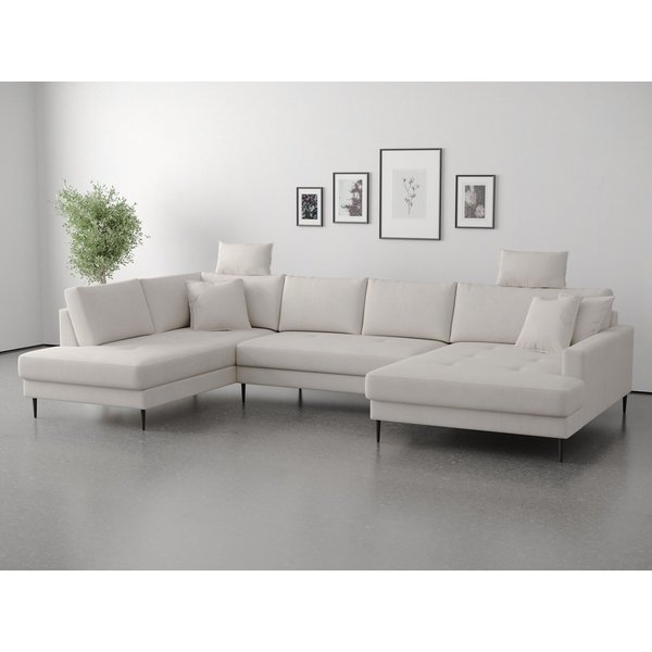 OTTO home Wohnlandschaft Summer U-Form, B: 360 cm mit Zierkissen, moderne Couch in Cord & Strukturstoff