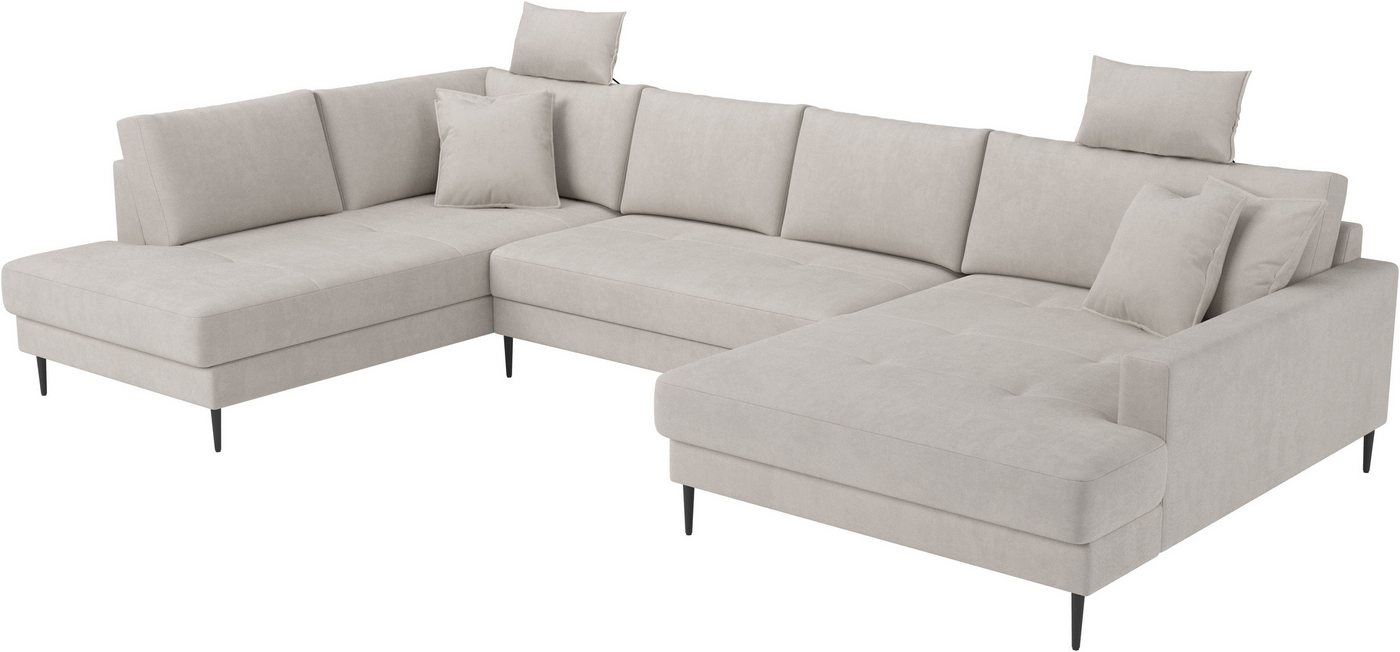 OTTO home Wohnlandschaft Summer U-Form, B: 360 cm mit Zierkissen, moderne Couch in Cord & Strukturstoff – Bild 2 von 5