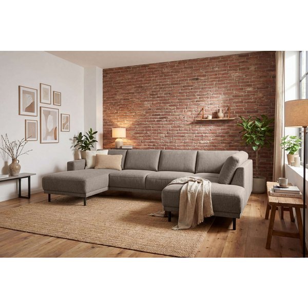 OTTO home Wohnlandschaft Sveeva, U-Form, XXL, B.310 cm, schwarze Metallfüße, langlebiger Webstoff, mit Wellenunterfederung, viele Farben