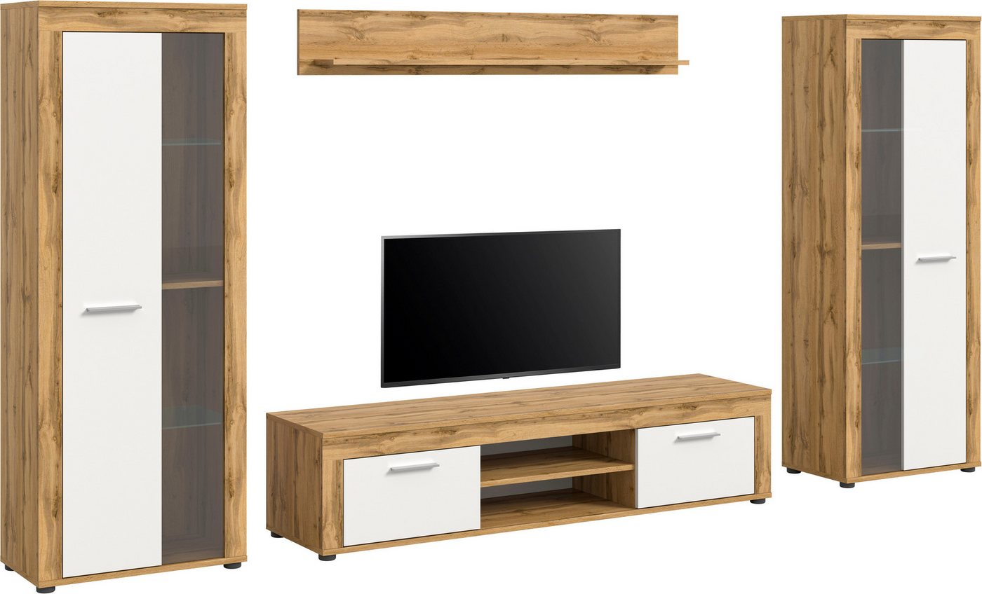 OTTO home Wohnwand AOSTA, Breite 310cm, 4-teilige Wohn-Kombination, (bestehend aus: 2x Vitrine, Lowboard, Wandboard), Wohnwand, Kombination, Anbauwand, Möbel Se – Bild 2 von 5