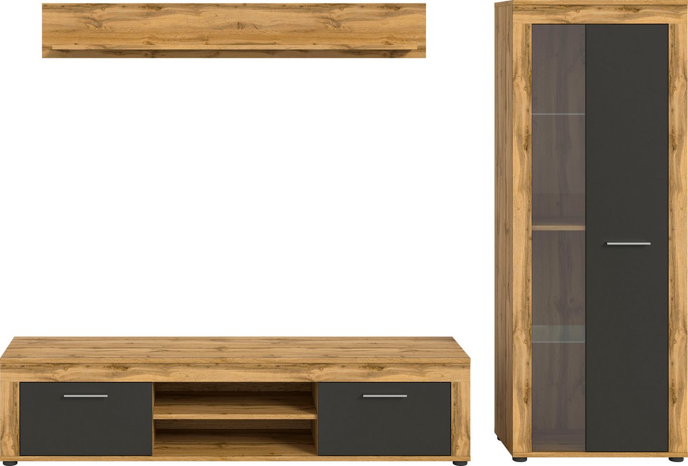OTTO home Wohnwand AOSTA, Breite 235cm, 3-teilige Wohn-Kombination, (3-St., bestehend aus: Lowboard, Wandboard, Vitrine), Wohnwand, Kombination, Anbauwand, Möbe – Bild 3 von 5