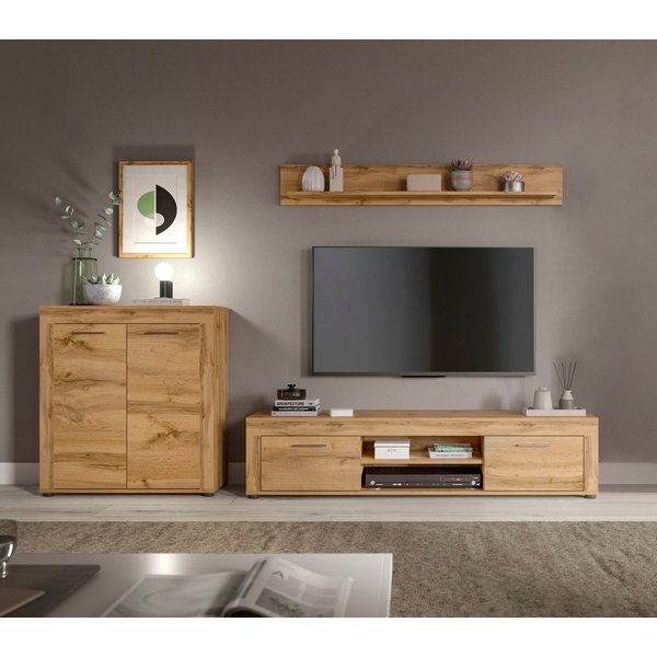 OTTO home Wohnwand AOSTA, Breite 255cm, 3-teilige Wohn-Kombination, (3-St., bestehend aus: Highboard, Lowboard, Wandboard), Wohnwand, Kombination, Anbauwand, Mö