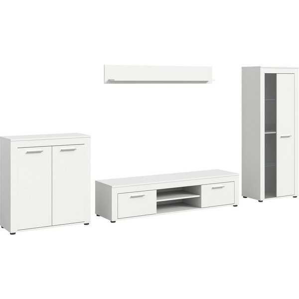OTTO home Wohnwand AOSTA, Breite 330cm, 4-teilige Wohn-Kombination, (4-St., bestehend aus: Highboard, Lowboard, Wandboard, Vitrine), Wohnwand, Kombination, Anba