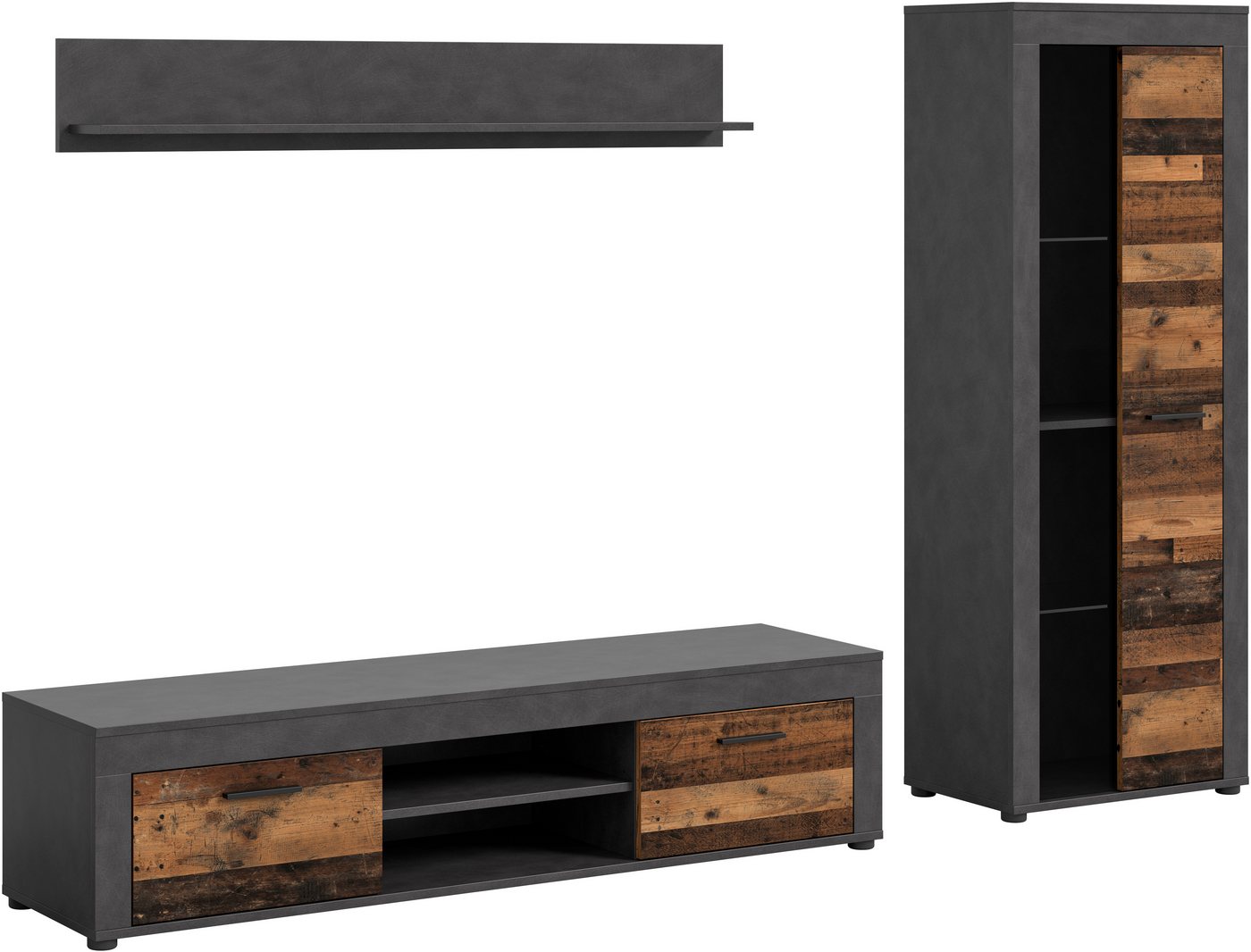 OTTO home Wohnwand AOSTA, Breite 235cm, 3-teilige Wohn-Kombination, (3-St., bestehend aus: Lowboard, Wandboard, Vitrine), Wohnwand, Kombination, Anbauwand, Möbe – Bild 2 von 5