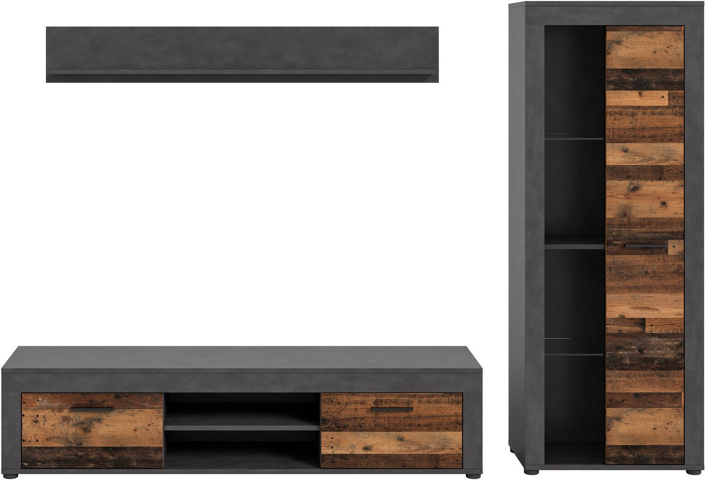 OTTO home Wohnwand AOSTA, Breite 235cm, 3-teilige Wohn-Kombination, (3-St., bestehend aus: Lowboard, Wandboard, Vitrine), Wohnwand, Kombination, Anbauwand, Möbe – Bild 4 von 5