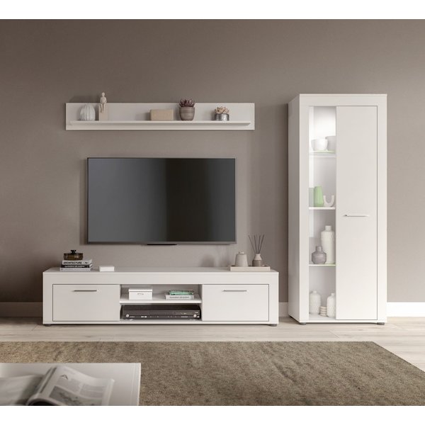 OTTO home Wohnwand AOSTA, Breite 235cm, 3-teilige Wohn-Kombination, (3-St., bestehend aus: Lowboard, Wandboard, Vitrine), Wohnwand, Kombination, Anbauwand, Möbe