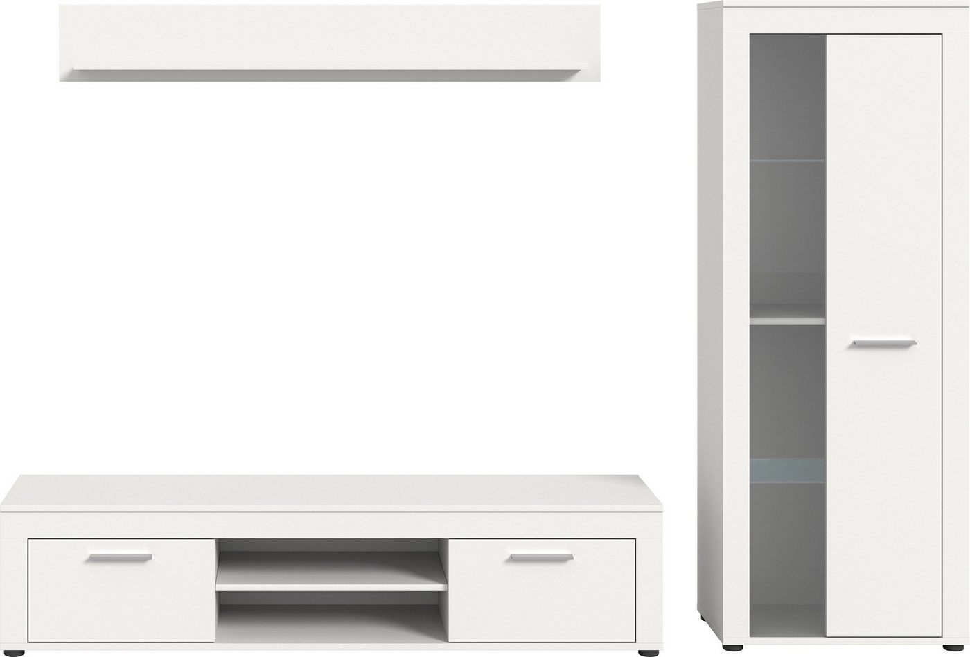 OTTO home Wohnwand AOSTA, Breite 235cm, 3-teilige Wohn-Kombination, (3-St., bestehend aus: Lowboard, Wandboard, Vitrine), Wohnwand, Kombination, Anbauwand, Möbe – Bild 3 von 5