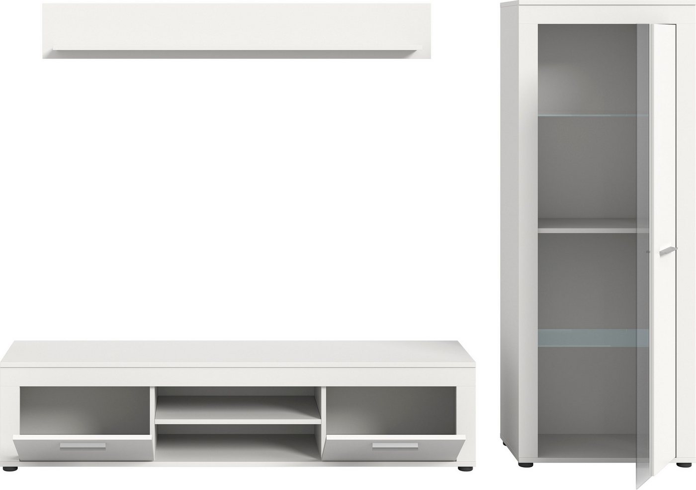 OTTO home Wohnwand AOSTA, Breite 235cm, 3-teilige Wohn-Kombination, (3-St., bestehend aus: Lowboard, Wandboard, Vitrine), Wohnwand, Kombination, Anbauwand, Möbe – Bild 4 von 5