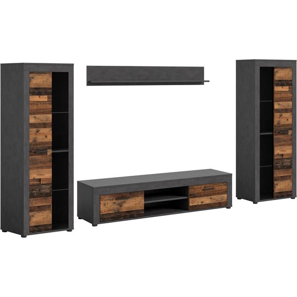 OTTO home Wohnwand AOSTA, Breite 310cm, 4-teilige Wohn-Kombination, (bestehend aus: 2x Vitrine, Lowboard, Wandboard), Wohnwand, Kombination, Anbauwand, Möbel Se