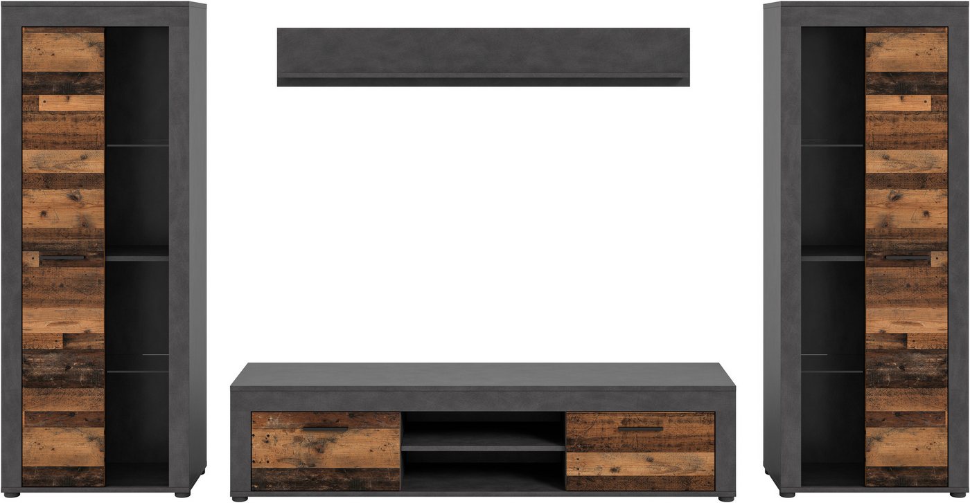 OTTO home Wohnwand AOSTA, Breite 310cm, 4-teilige Wohn-Kombination, (bestehend aus: 2x Vitrine, Lowboard, Wandboard), Wohnwand, Kombination, Anbauwand, Möbel Se – Bild 4 von 5