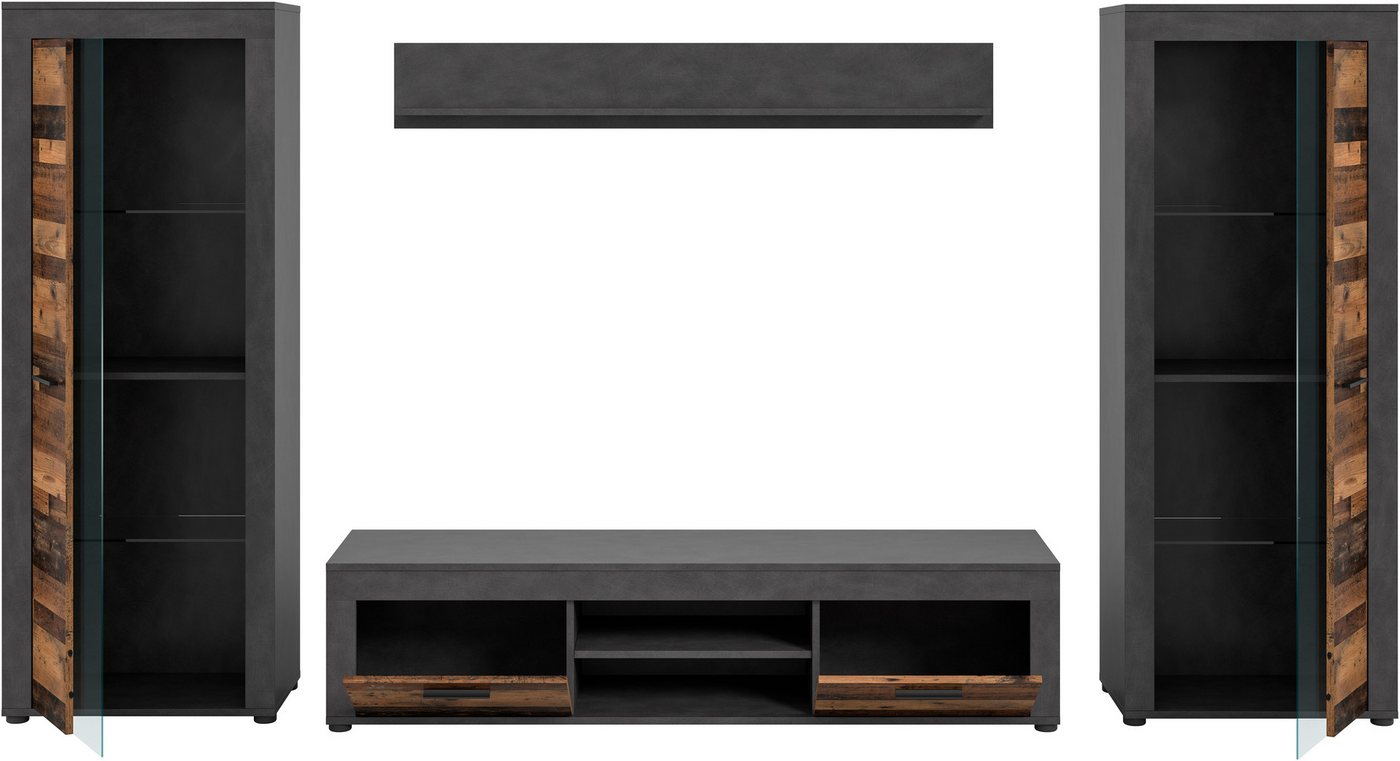OTTO home Wohnwand AOSTA, Breite 310cm, 4-teilige Wohn-Kombination, (bestehend aus: 2x Vitrine, Lowboard, Wandboard), Wohnwand, Kombination, Anbauwand, Möbel Se – Bild 5 von 5