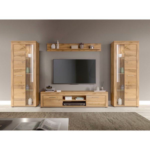 OTTO home Wohnwand AOSTA, Breite 310cm, 4-teilige Wohn-Kombination, (bestehend aus: 2x Vitrine, Lowboard, Wandboard), Wohnwand, Kombination, Anbauwand, Möbel Se