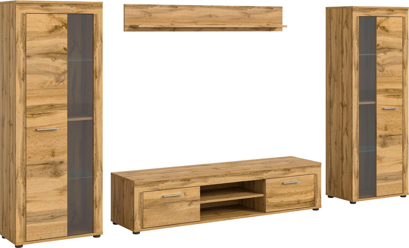 OTTO home Wohnwand AOSTA, Breite 310cm, 4-teilige Wohn-Kombination, (bestehend aus: 2x Vitrine, Lowboard, Wandboard), Wohnwand, Kombination, Anbauwand, Möbel Se – Bild 2 von 5