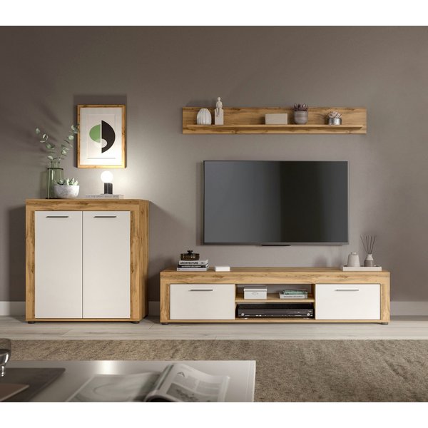 OTTO home Wohnwand AOSTA, Breite 255cm, 3-teilige Wohn-Kombination, (3-St., bestehend aus: Highboard, Lowboard, Wandboard), Wohnwand, Kombination, Anbauwand, Mö