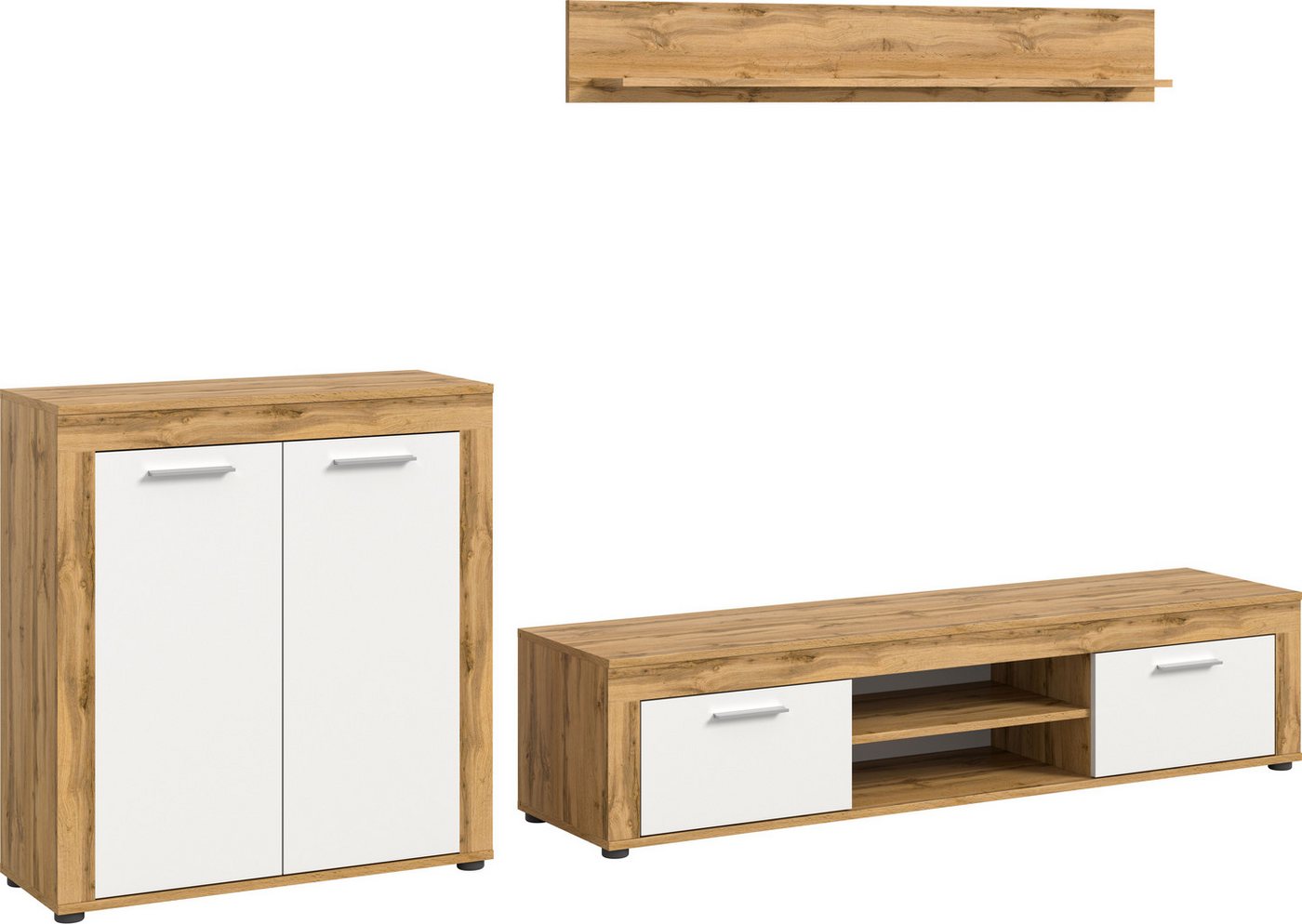 OTTO home Wohnwand AOSTA, Breite 255cm, 3-teilige Wohn-Kombination, (3-St., bestehend aus: Highboard, Lowboard, Wandboard), Wohnwand, Kombination, Anbauwand, Mö – Bild 2 von 5