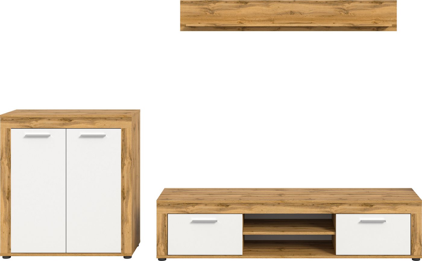 OTTO home Wohnwand AOSTA, Breite 255cm, 3-teilige Wohn-Kombination, (3-St., bestehend aus: Highboard, Lowboard, Wandboard), Wohnwand, Kombination, Anbauwand, Mö – Bild 4 von 5