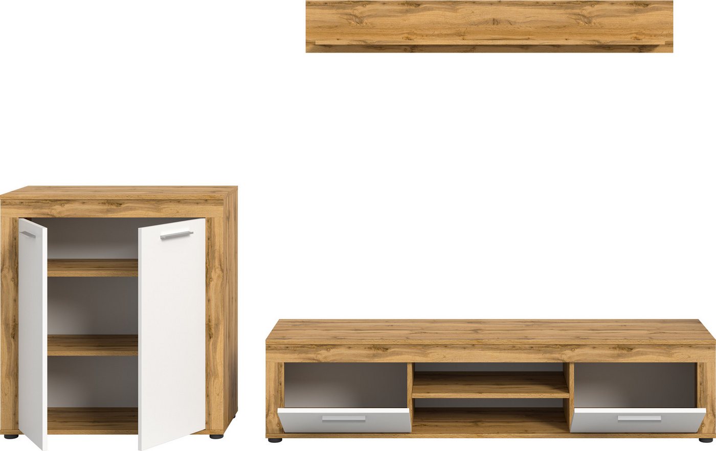OTTO home Wohnwand AOSTA, Breite 255cm, 3-teilige Wohn-Kombination, (3-St., bestehend aus: Highboard, Lowboard, Wandboard), Wohnwand, Kombination, Anbauwand, Mö – Bild 5 von 5