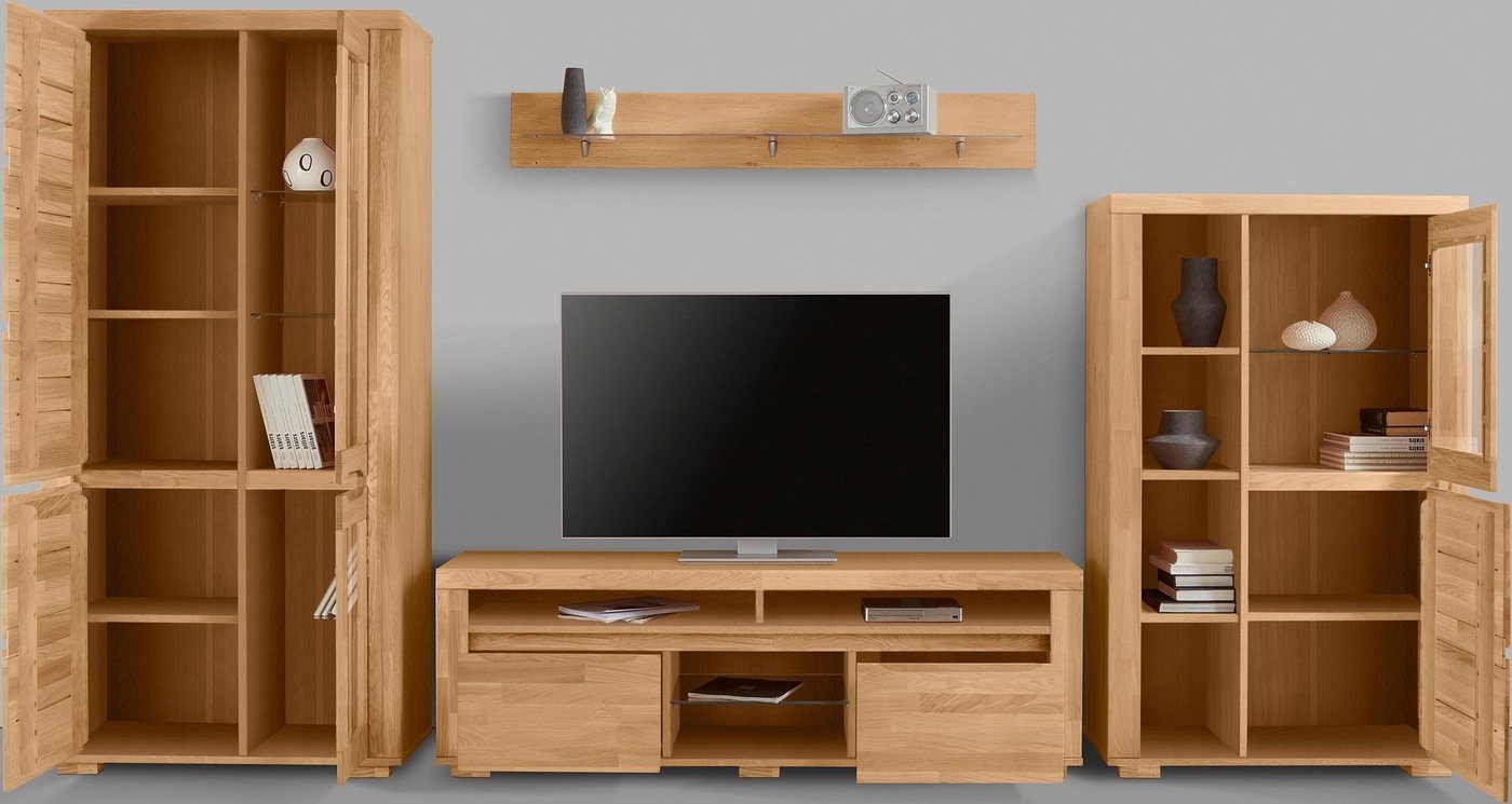 OTTO home Wohnwand Denis, (Set, 4-St), Breite: 340cm, 1Vitrine, 1Stauraumvitrine, 1 Lowboard und 1 Wandregal – Bild 4 von 5