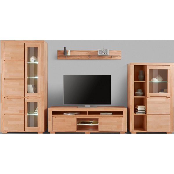 OTTO home Wohnwand Denis, (Set, 4-St), Breite: 340cm, 1Vitrine, 1Stauraumvitrine, 1 Lowboard und 1 Wandregal