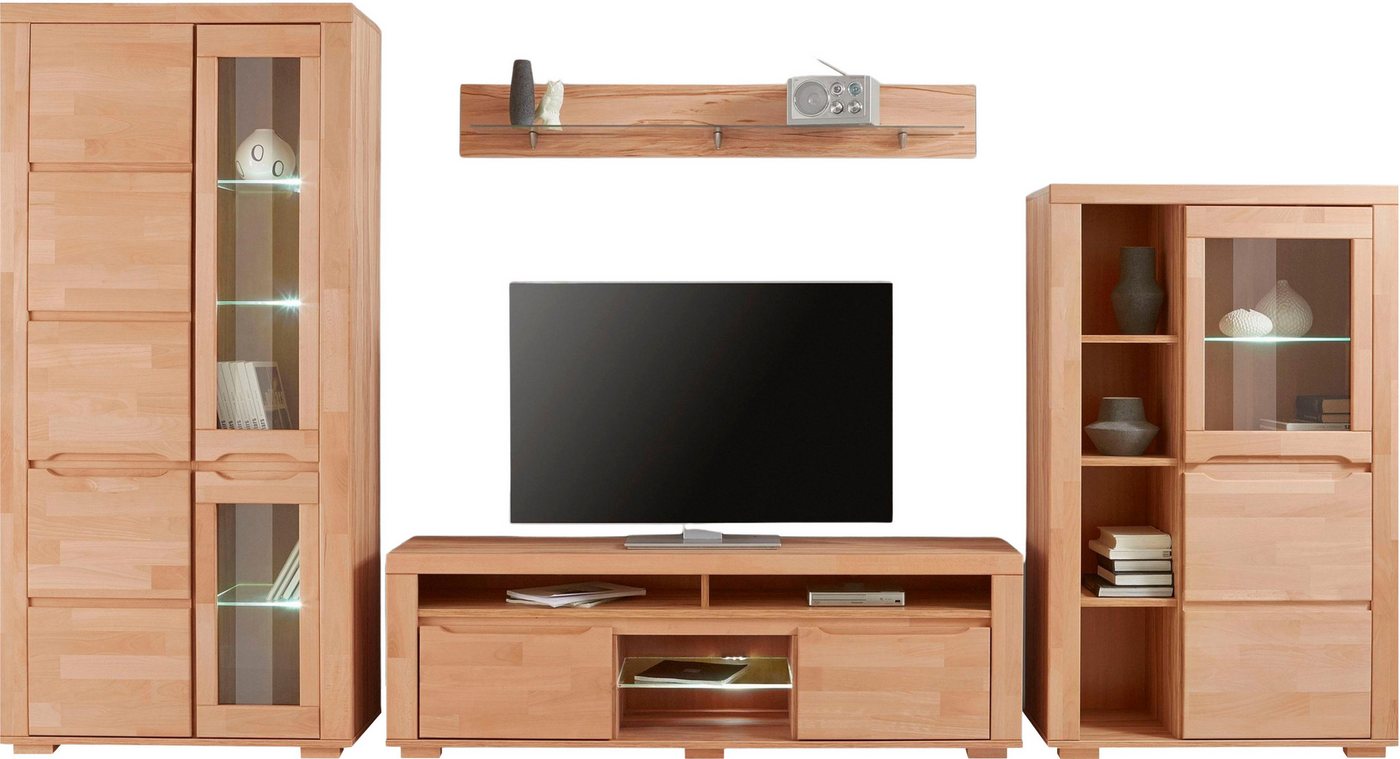 OTTO home Wohnwand Denis, (Set, 4-St), Breite: 340cm, 1Vitrine, 1Stauraumvitrine, 1 Lowboard und 1 Wandregal – Bild 2 von 5