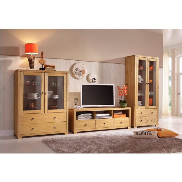 OTTO home Wohnwand Gotland, (Set, 3-St), bestehend aus 1 Highboard, 1 TV-Lowboard und 1 Vitrine