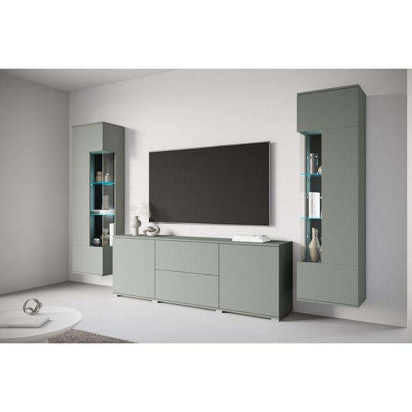 OTTO home Wohnwand KENIA, (Komplett-Set, 3-St), Vitrinen mit Eckverglasung, hängend und stehend montierbar