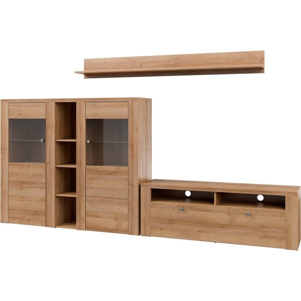 OTTO home Wohnwand Larona, Wohnwand, Set 3 teilig, (3-St), Wohnzimmer Set bestehend aus 1 TV-Board, 1 Highboard,1 Wandregal