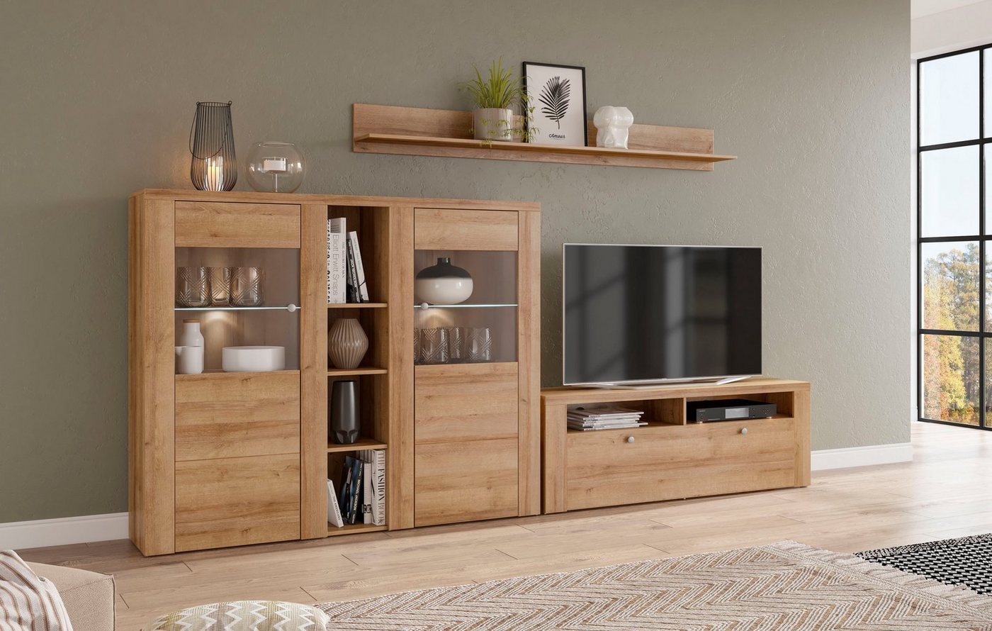 OTTO home Wohnwand Larona, Wohnwand, Set 3 teilig, (3-St), Wohnzimmer Set bestehend aus 1 TV-Board, 1 Highboard,1 Wandregal – Bild 2 von 5