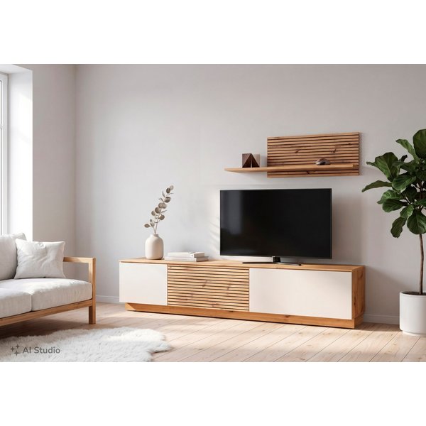 OTTO home Wohnwand mit Lowboard und Paneel, modern, 200 cm breit, hängend und stehend montierbar, moderne Streifen