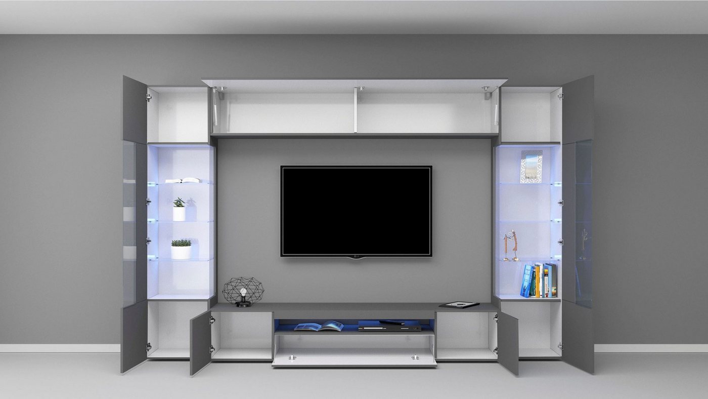 OTTO home Wohnwand New Egypt, (4-St., Breite 290cm), bestehend aus 2 Stauraumvitrinen, 1 Lowboard, 1 Hängeschrank – Bild 4 von 5