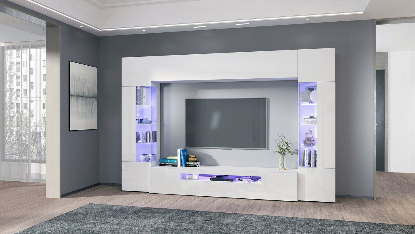 OTTO home Wohnwand New Egypt, (4-St., Breite 290cm), bestehend aus 2 Stauraumvitrinen, 1 Lowboard, 1 Hängeschrank – Bild 2 von 5