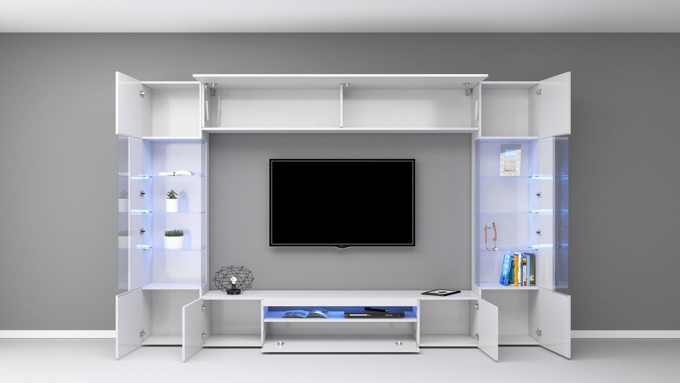 OTTO home Wohnwand New Egypt, (4-St., Breite 290cm), bestehend aus 2 Stauraumvitrinen, 1 Lowboard, 1 Hängeschrank – Bild 4 von 5